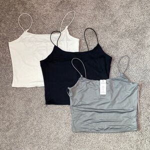 Olive & Oak Camisoles in Black, White, and Gray